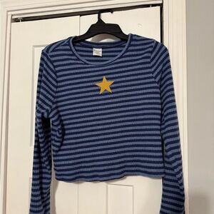 Blue Striped Long Sleeve Top with Star
